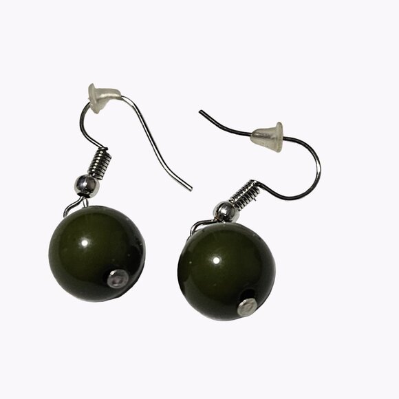 Retro Green Ball Bead Dangle Drop Earrings St Patricks Day Fashion Jewelry Women - Picture 4 of 5